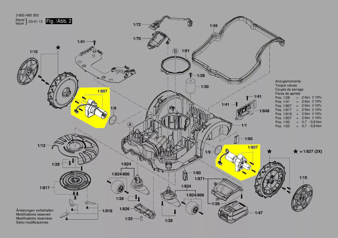 Moteur entraînement roue Indego réf. F 016 105 558 Bosch